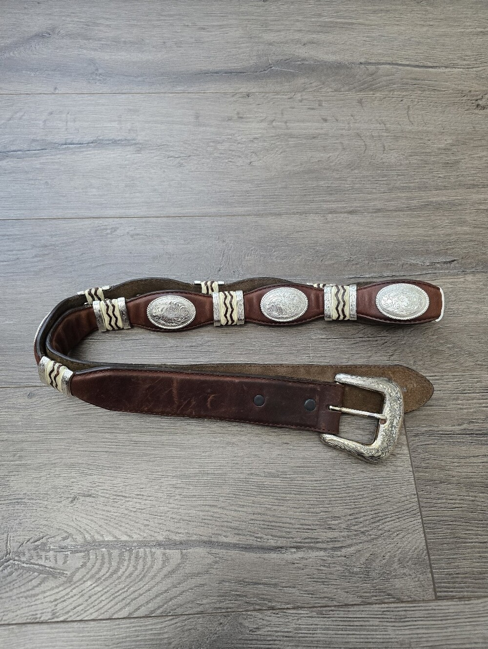 Tony Lama Cutting Champ Concho Leather Belt Mens Size 40